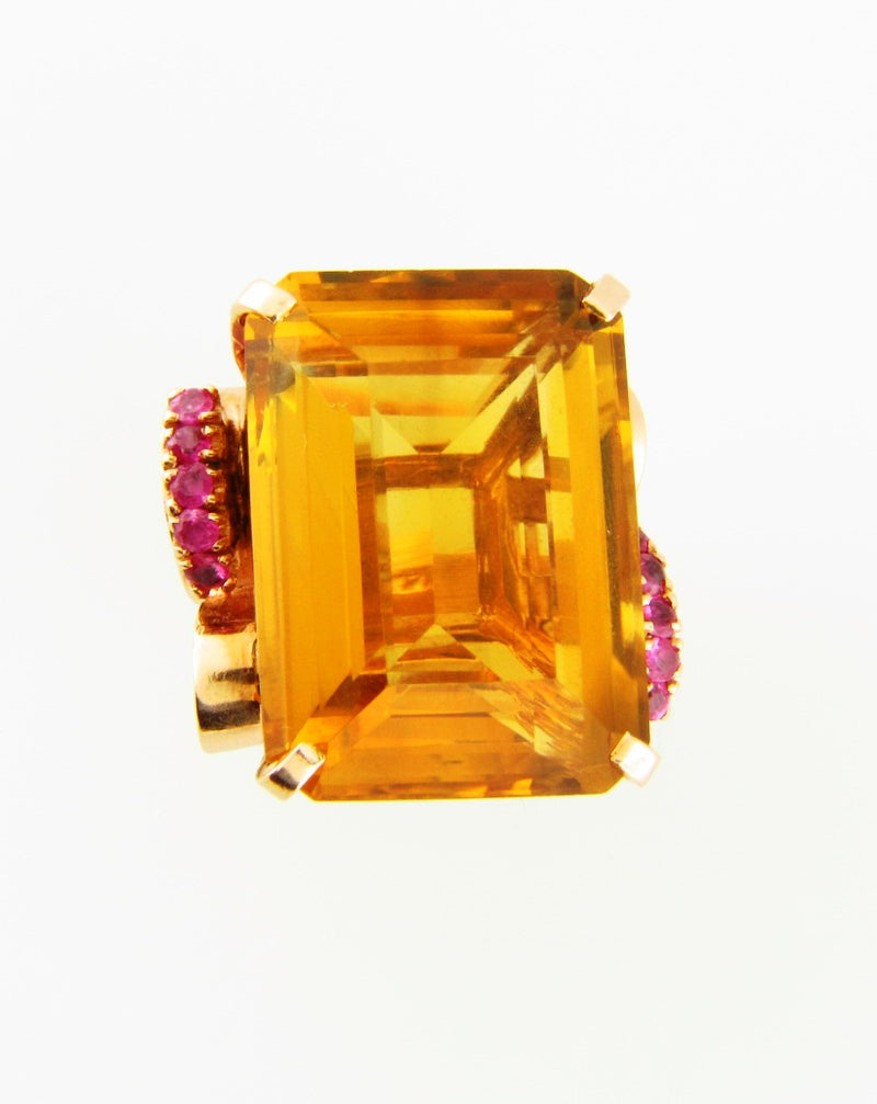 Retro 14K Rose Gold, Citrine and Ruby Ring | 18 Karat Appraisers | Beverly Hills, CA | Fine Jewelry