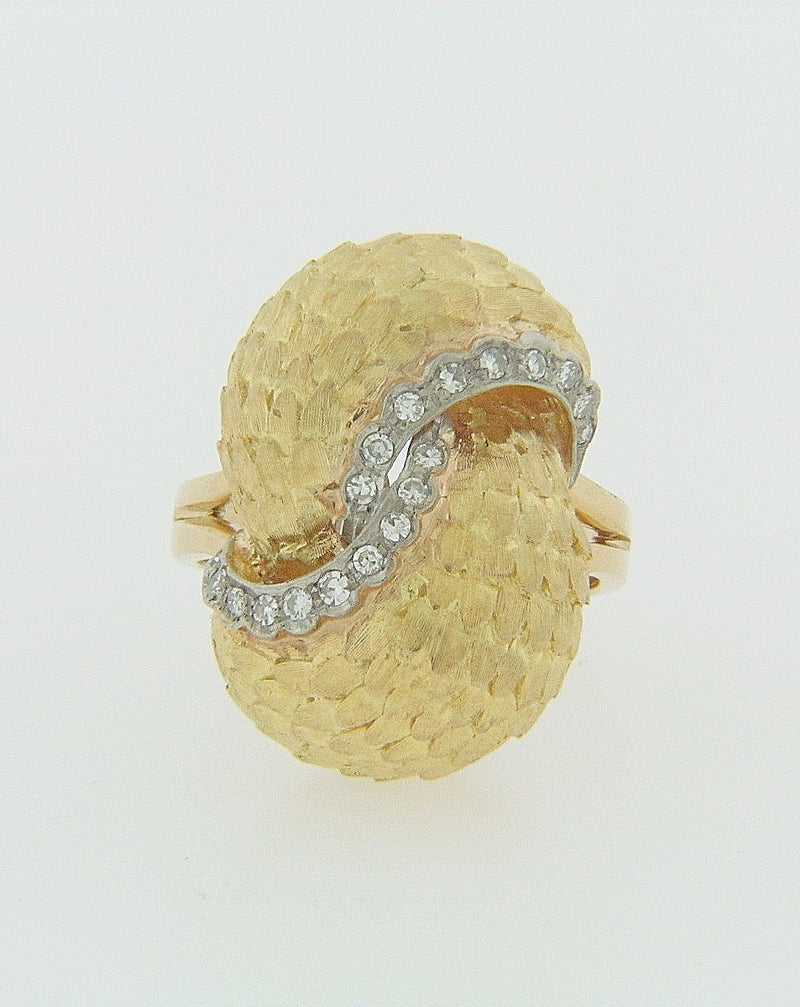 18K YELLOW GOLD DIAMOND SCALLOP RING | 18 Karat Appraisers | Beverly Hills, CA | Fine Jewelry