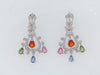 14K-WG MULTI-COLOR SAPPHIRE AND DIAMOND EARRINGS