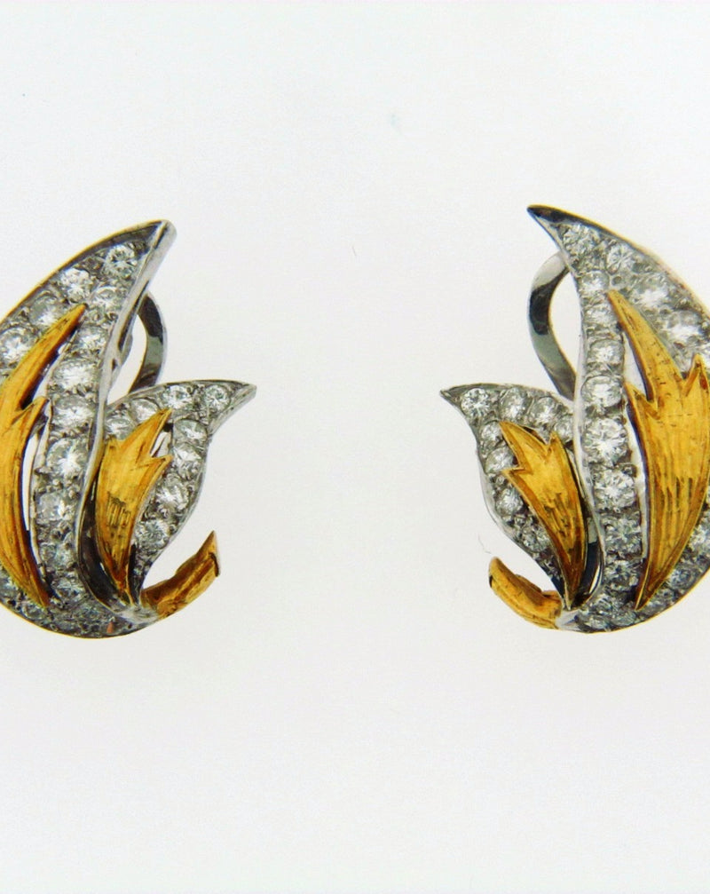 Platinum, 18K Yellow Gold and White Gold Diamond Earrings | 18 Karat Appraisers | Beverly Hills, CA | Fine Jewelry