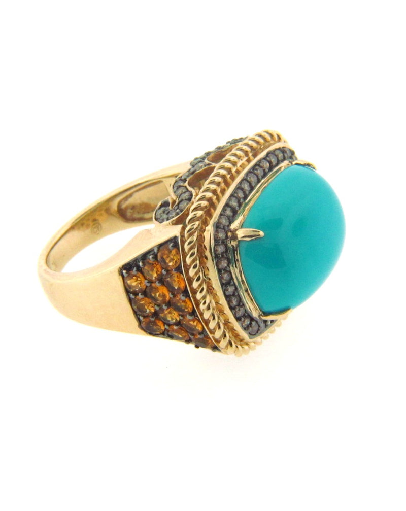 14K Yellow Gold Turquoise, Diamond, Citrine Ring | 18 Karat Appraisers | Beverly Hills, CA | Fine Jewelry