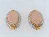 18K-YG PINK CORAL AND DIAMOND EARRINGS