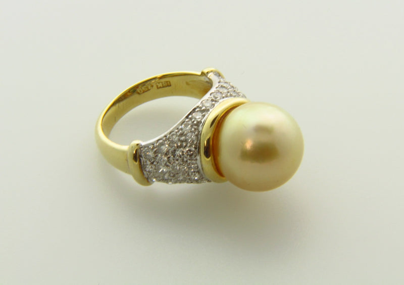 18K Yellow Gold, Pearl and Diamond Ring | 18 Karat Appraisers | Beverly Hills, CA | Fine Jewelry