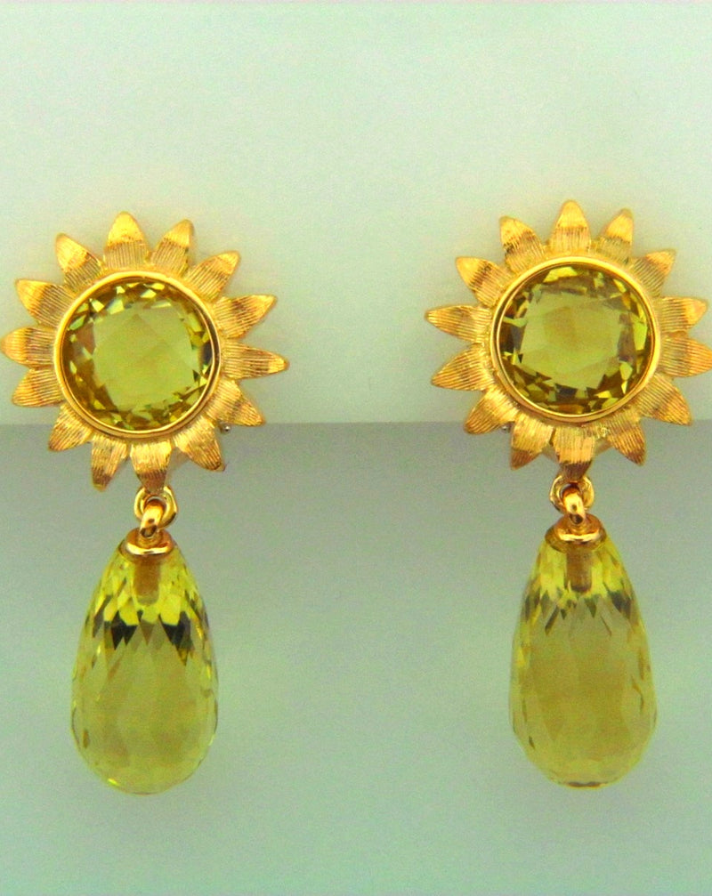 18K Yellow Gold Lemon Quartz Earrings | 18 Karat Appraisers | Beverly Hills, CA | Fine Jewelry