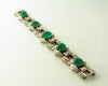 Art Deco, 18K White Gold Emerald and Diamond Bracelet