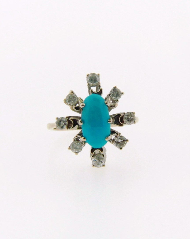 18K White Gold Turquoise and Diamond Ring | 18 Karat Appraisers | Beverly Hills, CA | Fine Jewelry