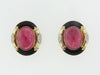 14K YELLOW GOLD PINK TOURMALINE, BLACK ONYX, AND DIAMOND EARCLIPS | 18 Karat Appraisers | Beverly Hills, CA | Fine Jewelry