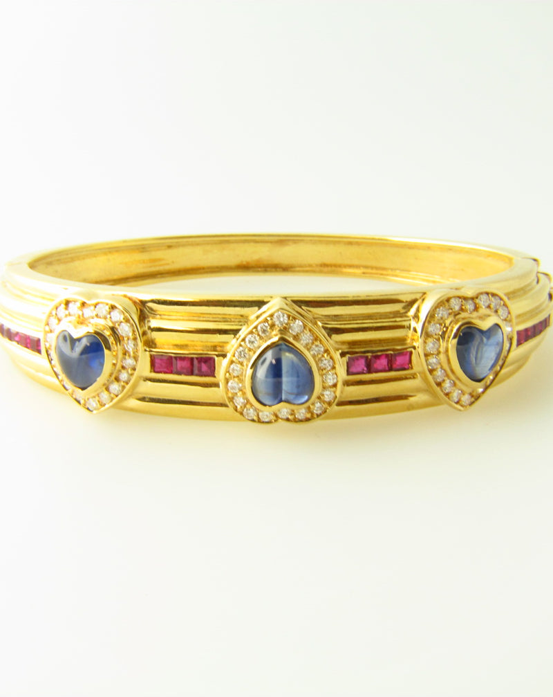 18K Yellow Gold, Sapphire, Diamond, and Ruby Bracelet | 18 Karat Appraisers | Beverly Hills, CA | Fine Jewelry