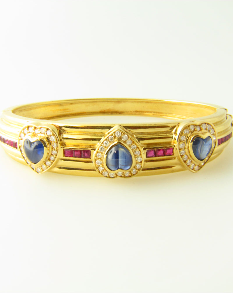 18K Yellow Gold, Sapphire, Diamond, and Ruby Bracelet | 18 Karat Appraisers | Beverly Hills, CA | Fine Jewelry