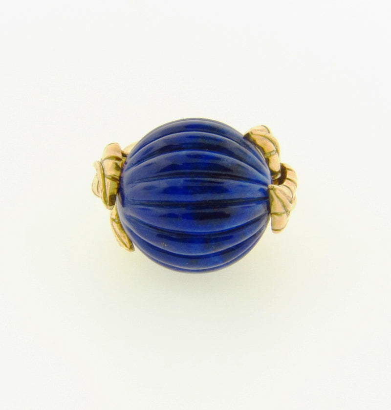 18K Yellow Gold, Lapis Lazuli Bead Ring | 18 Karat Appraisers | Beverly Hills, CA | Fine Jewelry