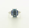 Platinum Aquamarine, Sapphire, and Diamond Ring | 18 Karat Appraisers | Beverly Hills, CA | Fine Jewelry