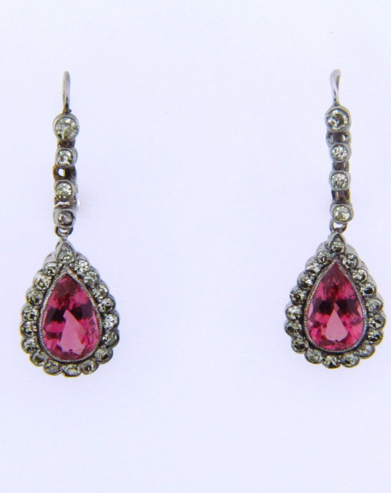 Platinum + 18K-WG Pink Tourmaline Earrings