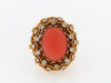 18K-YG PINK CORAL AND DIAMOND RING