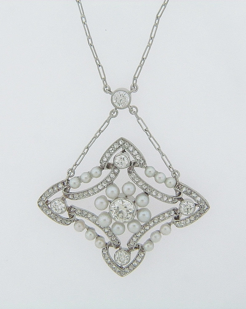 PLATINUM DIAMOND AND PEARL PENDANT | 18 Karat Appraisers | Beverly Hills, CA | Fine Jewelry