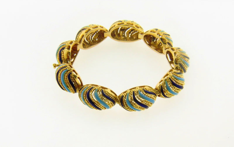 18K Yellow Gold, Enamel Bracelet | 18 Karat Appraisers | Beverly Hills, CA | Fine Jewelry