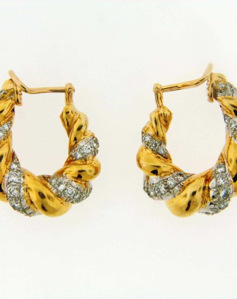 18K Yellow Gold and White gold Diamond Earrings | 18 Karat Appraisers | Beverly Hills, CA | Fine Jewelry