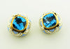 14K Yellow Gold, Blue Topaz and Enamel Earrings | 18 Karat Appraisers | Beverly Hills, CA | Fine Jewelry