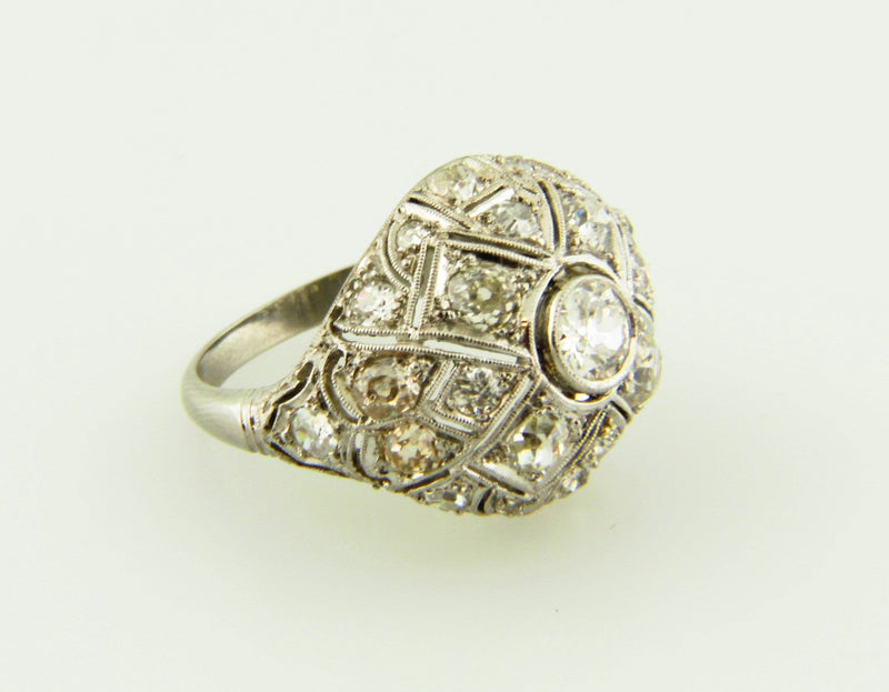 Platinum Diamond Bombe Ring | 18 Karat Appraisers | Beverly Hills, CA | Fine Jewelry