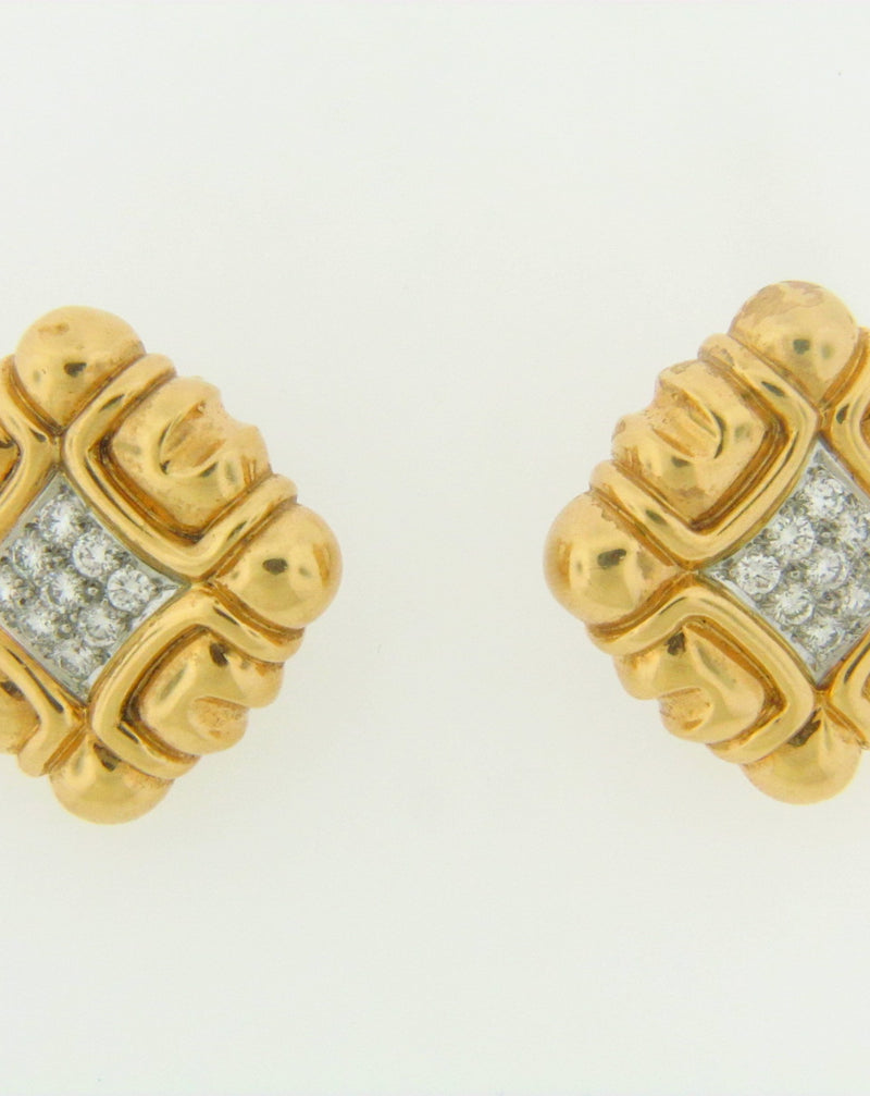 18K YELLOW GOLD DIAMOND EARCLIPS | 18 Karat Appraisers | Beverly Hills, CA | Fine Jewelry