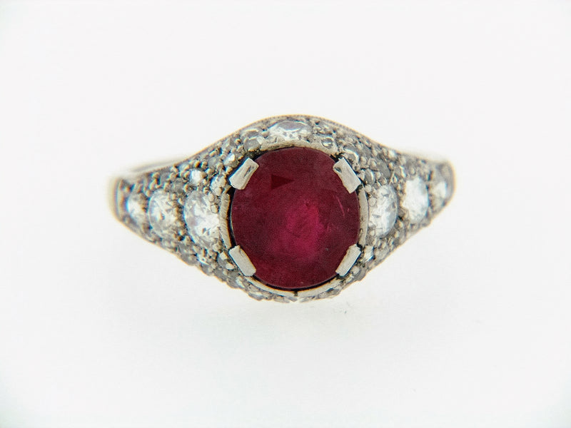 PLATINUM BURMESE RUBY AND DIAMOND RING | 18 Karat Appraisers | Beverly Hills, CA | Fine Jewelry