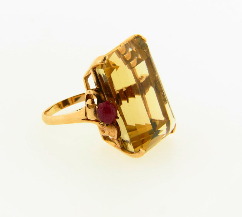 Retro 14K Rose Gold, Citrine and Ruby Ring | 18 Karat Appraisers | Beverly Hills, CA | Fine Jewelry