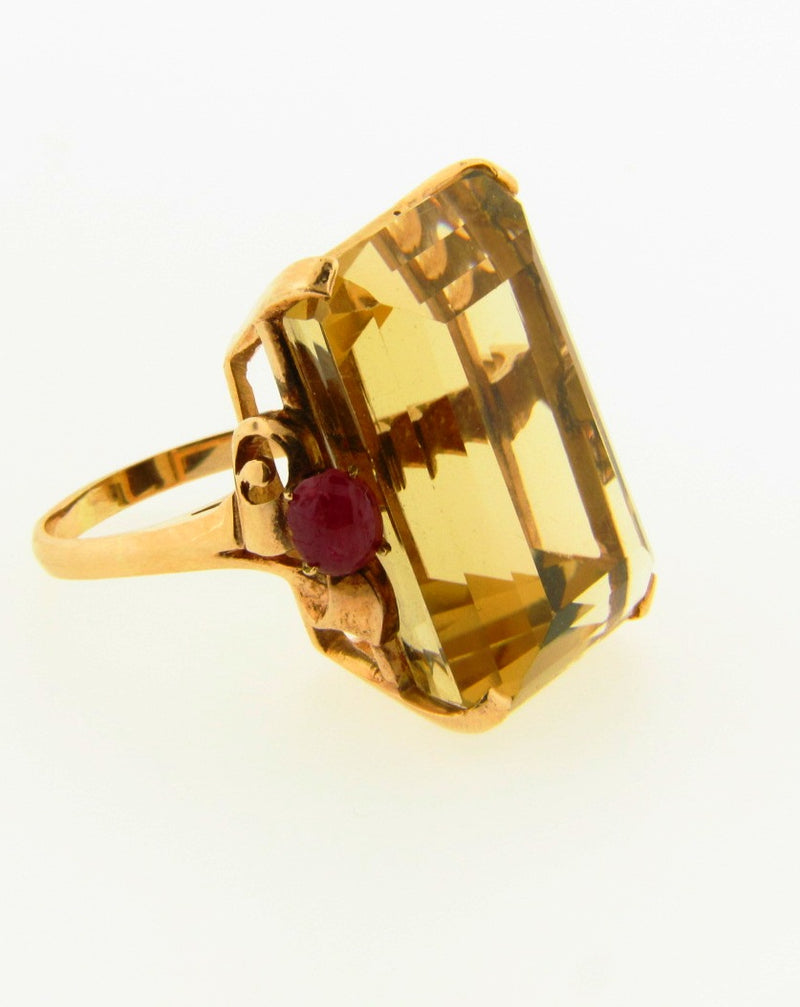 Retro 14K Rose Gold, Citrine and Ruby Ring | 18 Karat Appraisers | Beverly Hills, CA | Fine Jewelry