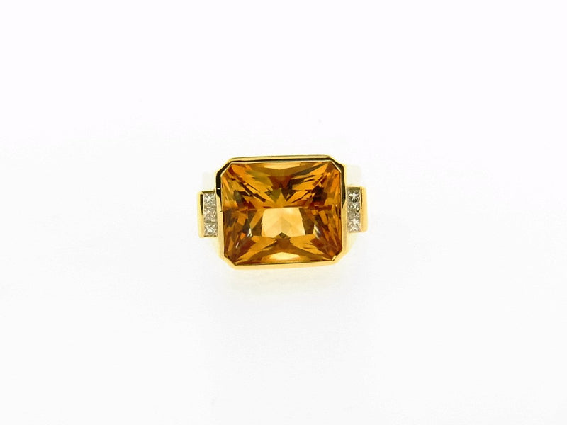 18K Yellow Gold Citrine and Diamond Ring | 18 Karat Appraisers | Beverly Hills, CA | Fine Jewelry