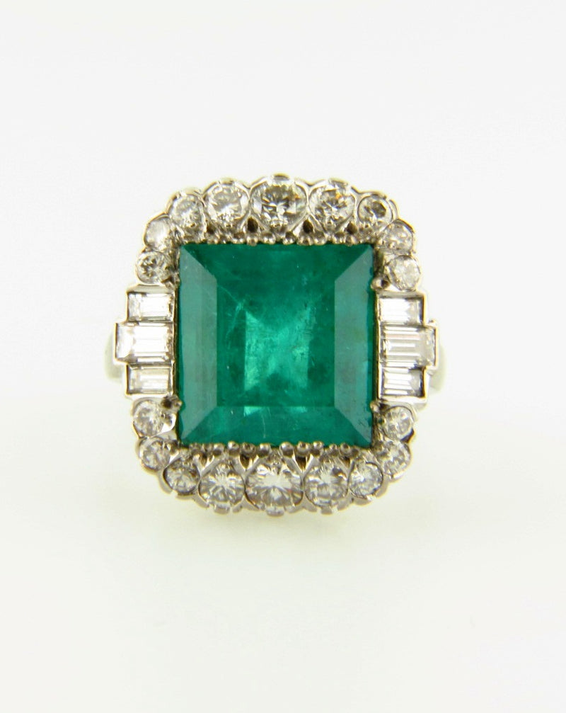 Retro Platinum, Emerald and Diamond Ring | 18 Karat Appraisers | Beverly Hills, CA | Fine Jewelry