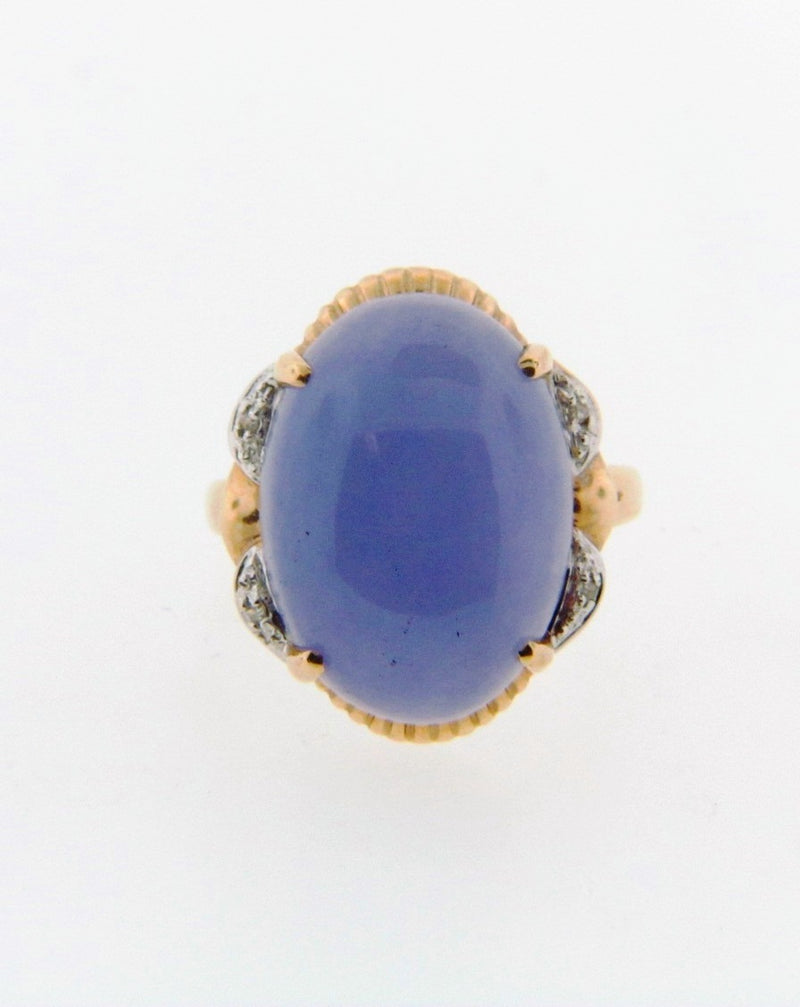 14K Yellow Gold Lavender Jade and Diamond Ring | 18 Karat Appraisers | Beverly Hills, CA | Fine Jewelry
