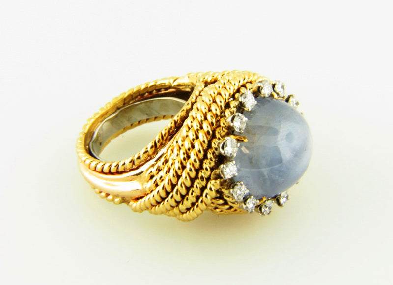 18K Yellow Gold, Star Sapphire and Diamond Ring | 18 Karat Appraisers | Beverly Hills, CA | Fine Jewelry