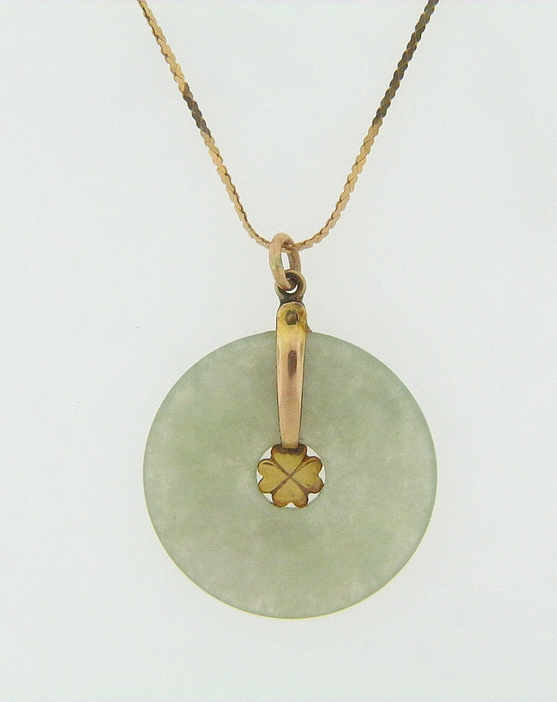 14K YELLOW GOLD JADE DISC PENDANT | 18 Karat Appraisers | Beverly Hills, CA | Fine Jewelry