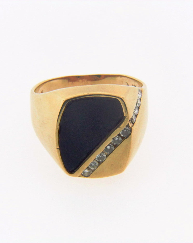 14K Yellow Gold Onyx and Diamond Ring | 18 Karat Appraisers | Beverly Hills, CA | Fine Jewelry