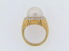 18K-YG FLUTED PEARL AND DIAMOND RING
