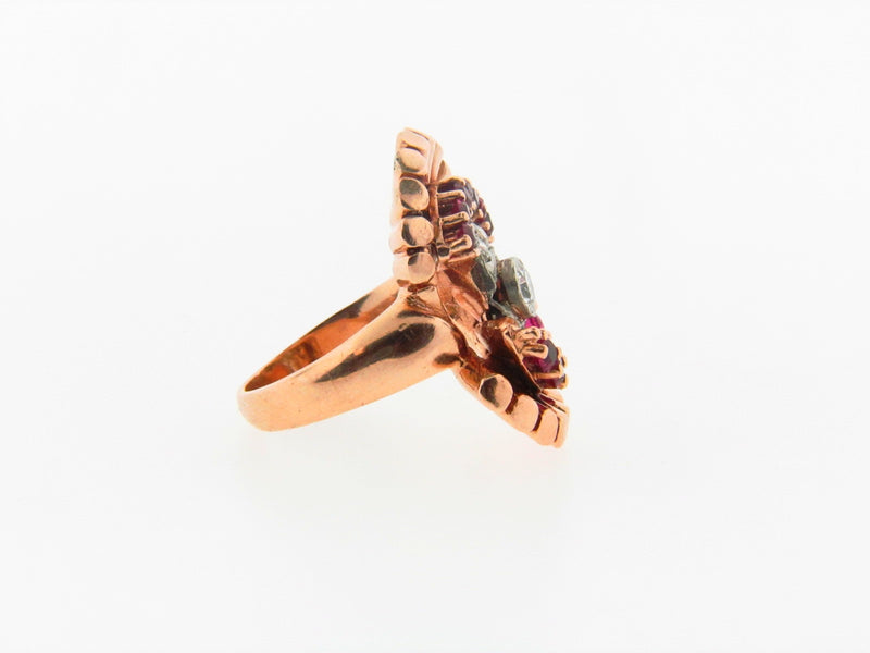 Retro, 14K Rose Gold Diamond and Ruby Ring | 18 Karat Appraisers | Beverly Hills, CA | Fine Jewelry