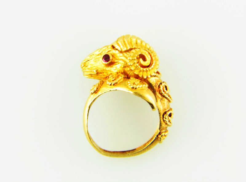 18K-YG Ram's Head Ring by Zolotas