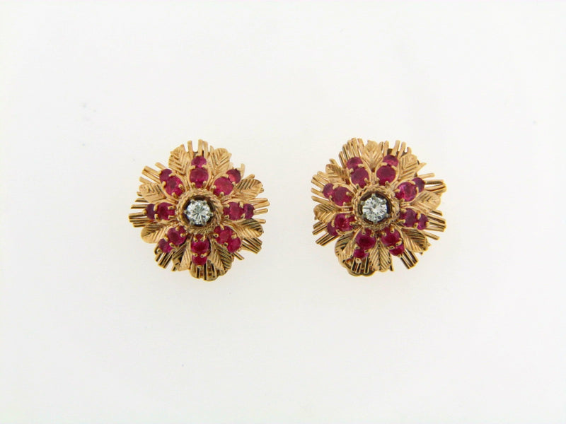 14K-YG RUBY AND DIAMOND EARCLIPS | 18 Karat Appraisers | Beverly Hills, CA | Fine Jewelry