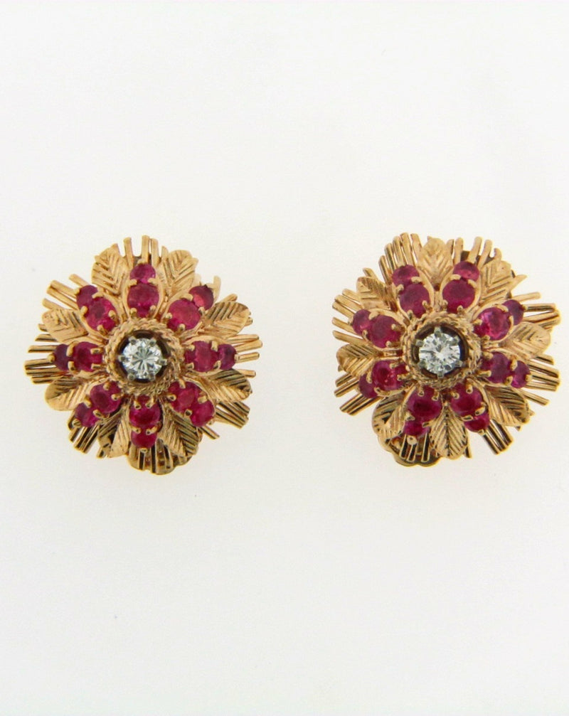 14K-YG RUBY AND DIAMOND EARCLIPS | 18 Karat Appraisers | Beverly Hills, CA | Fine Jewelry