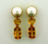 18K Yellow Gold Citrine and Mabe Pearl Earrings | 18 Karat Appraisers | Beverly Hills, CA | Fine Jewelry