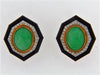 18K-YG JADE, ONYX AND DIAMOND EARCLIPS