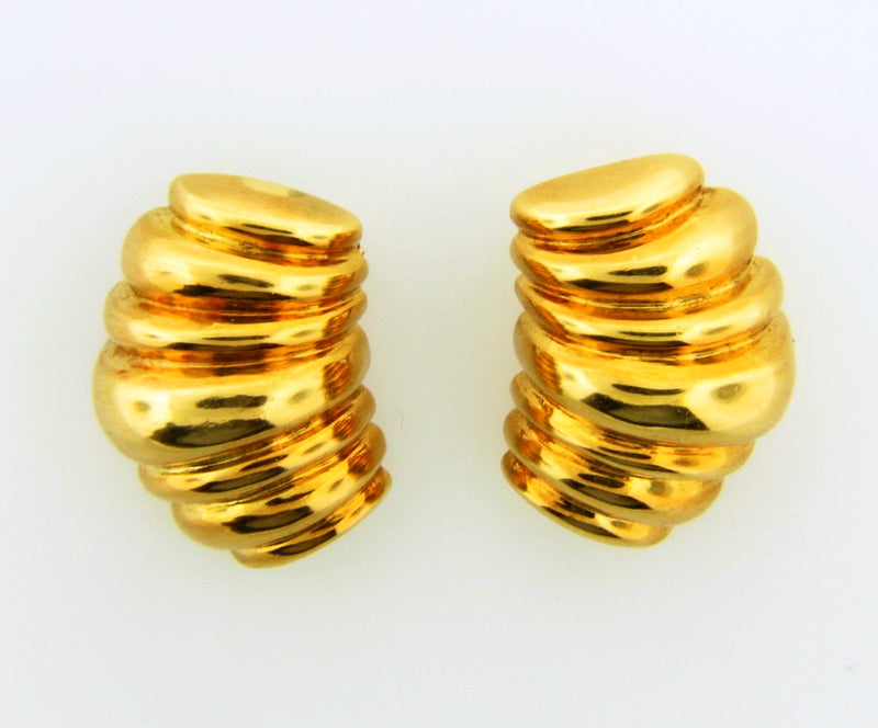 18K Yellow Gold, Shell Motif Earrings | 18 Karat Appraisers | Beverly Hills, CA | Fine Jewelry