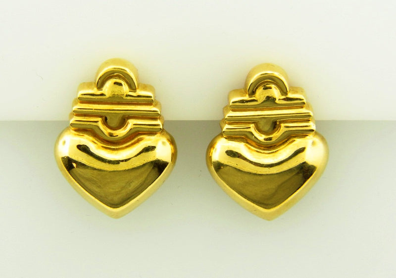 18K Yellow Gold Heart Motif Earclips | 18 Karat Appraisers | Beverly Hills, CA | Fine Jewelry