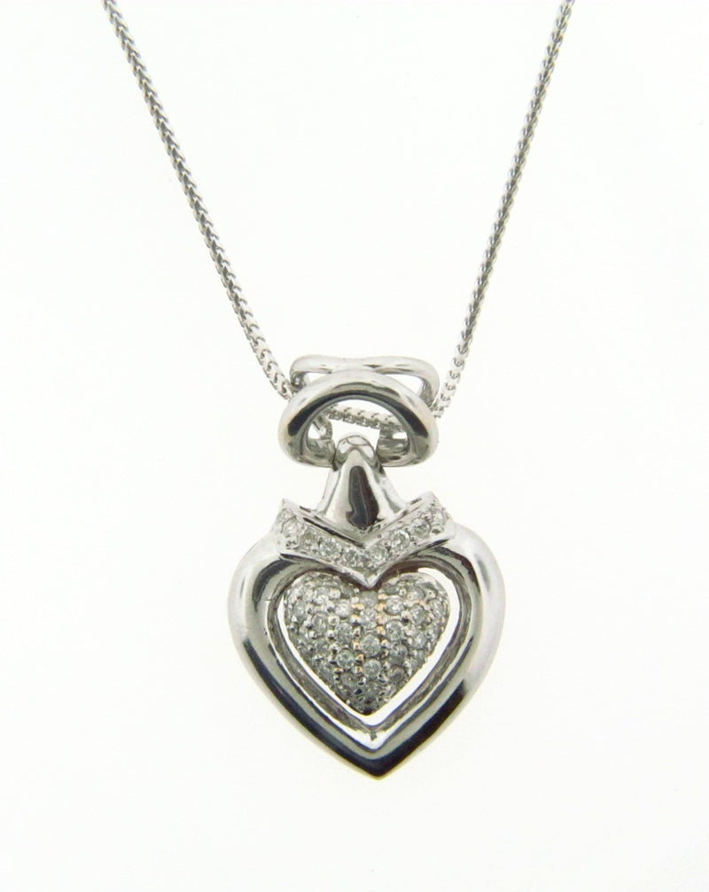 14K White Gold Diamond Heart Pendant | 18 Karat Appraisers | Beverly Hills, CA | Fine Jewelry