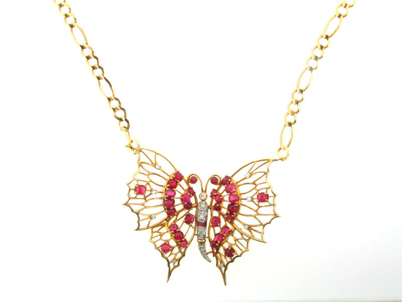18K-YG RUBY BUTTERFLY PENDANT