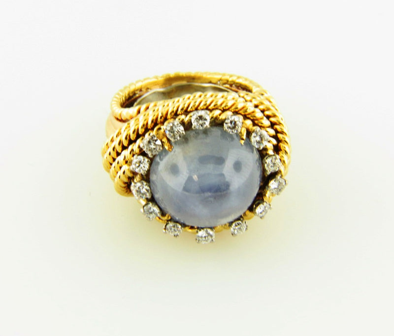18K Yellow Gold, Star Sapphire and Diamond Ring | 18 Karat Appraisers | Beverly Hills, CA | Fine Jewelry