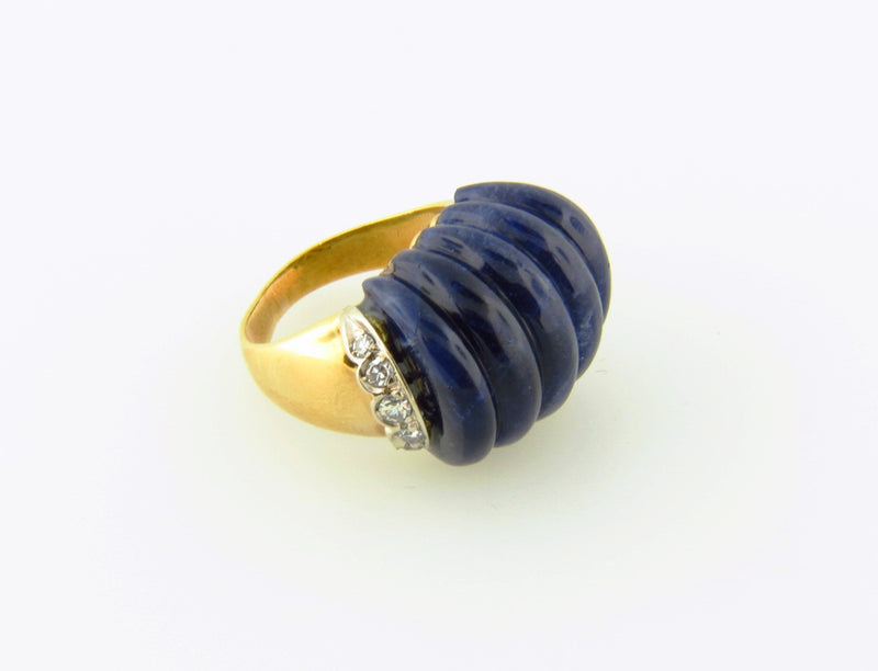 18K Yellow Gold, Lapis Lazuli and Diamond Ring | 18 Karat Appraisers | Beverly Hills, CA | Fine Jewelry