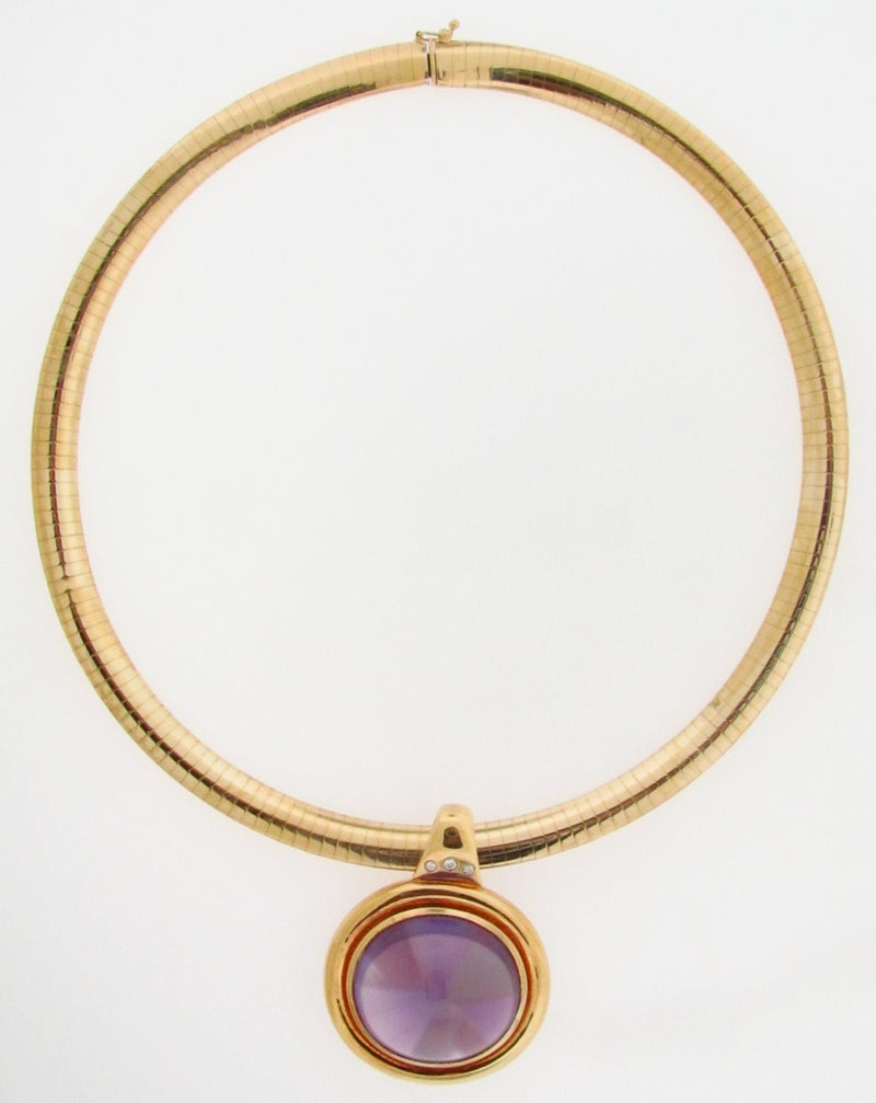 18K YELLOW GOLD AMETHYST AND DIAMOND PENDANT / NECKLACE | 18 Karat Appraisers | Beverly Hills, CA | Fine Jewelry