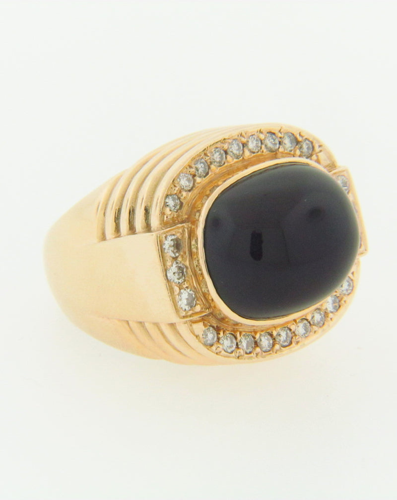 14K-YG BLACK ONYX AND DIAMOND RING | 18 Karat Appraisers | Beverly Hills, CA | Fine Jewelry