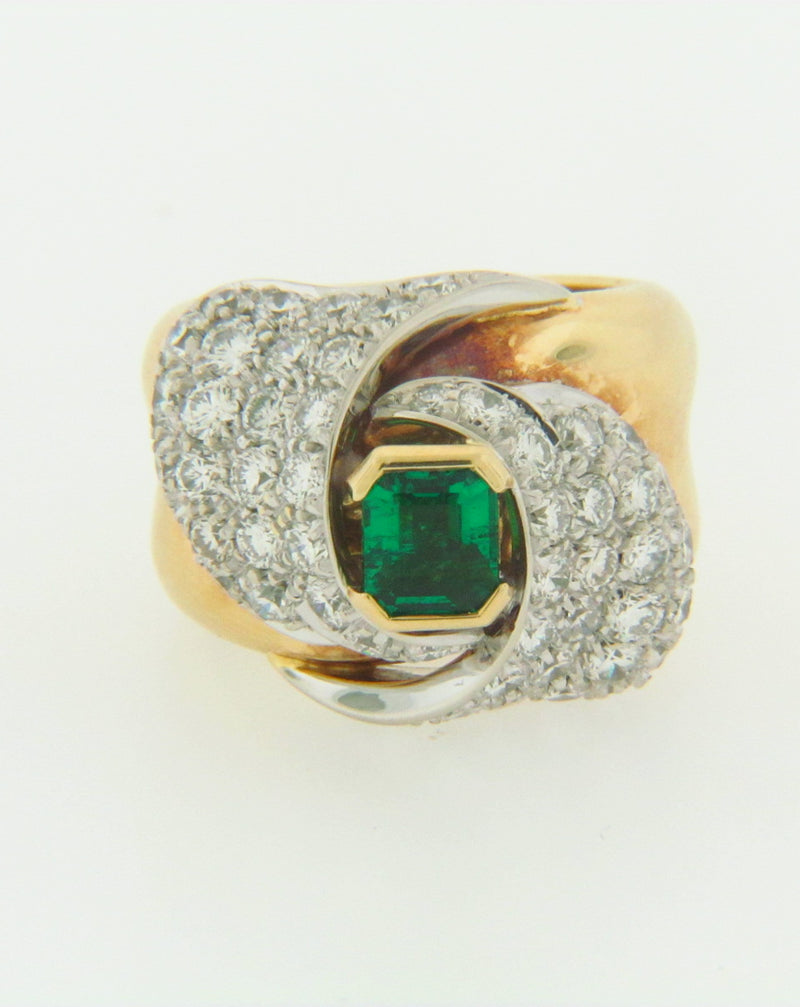 18K YELLOW GOLD EMERALD AND DIAMOND RING | 18 Karat Appraisers | Beverly Hills, CA | Fine Jewelry