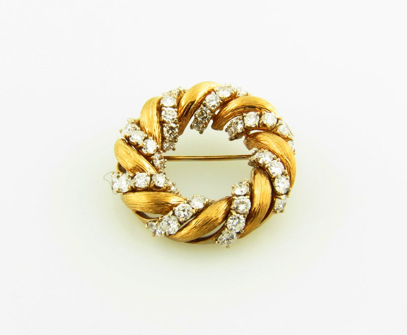 18K Yellow Gold, Diamond Brooch | 18 Karat Appraisers | Beverly Hills, CA | Fine Jewelry
