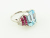 Retro Platinum, Aquamarine, Ruby, and Diamond Ring | 18 Karat Appraisers | Beverly Hills, CA | Fine Jewelry
